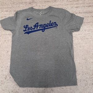 Mookie Betts Nike Gray T-Shirt with Blue Los Angeles Script - men’s M